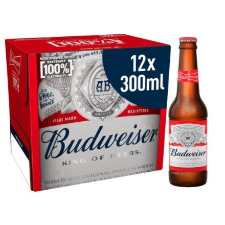 Budweiser Lager Beer Bottles 12 x 300ml*