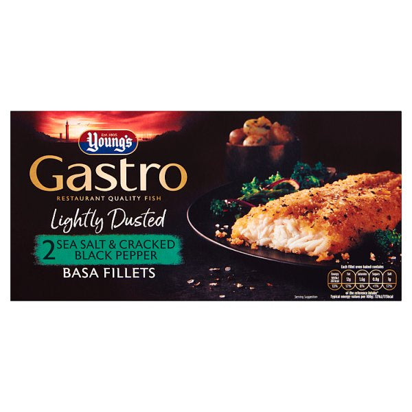 Youngs Gastro Basa Fillets Salt & Black Pepper 2pk #