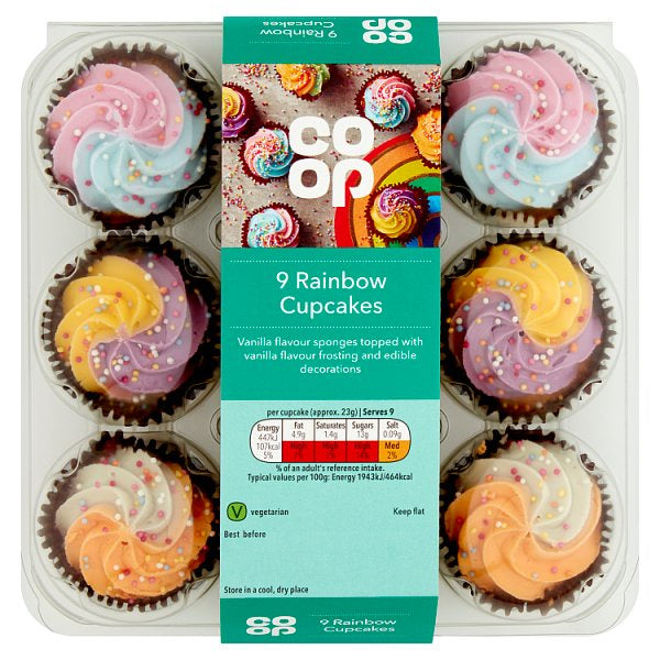 Co-op Rainbow Cupcakes 9pk