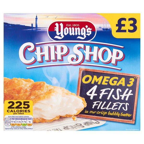 Youngs Chip Shop 4 Fish Fillets 400g