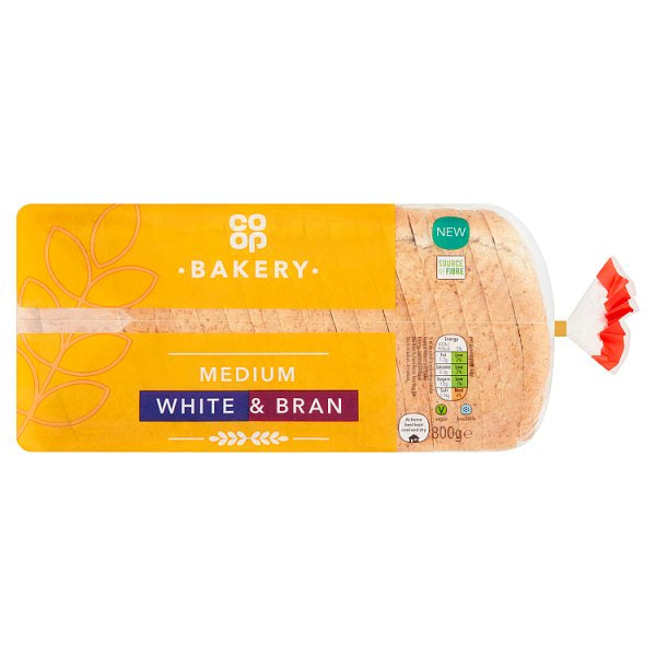 Co Op White & Bran Medium Loaf 800g
