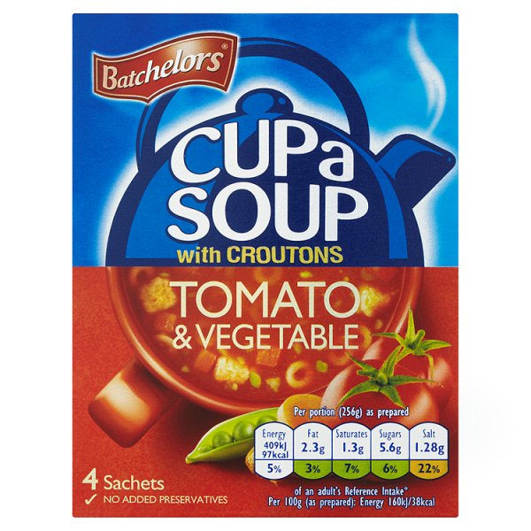 Batchelors Cup a Soup Tomato and Vegetable w/croutons 4 sachets