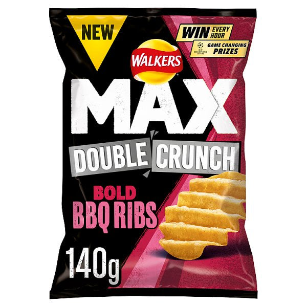Walkers Max Double Crunch BBQ Rib Crisps (140g)*