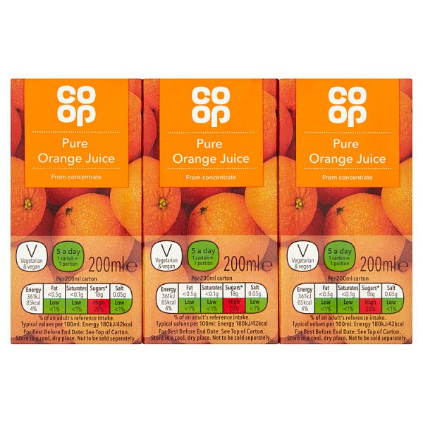 Co-op Orange Juice 3x200ml*