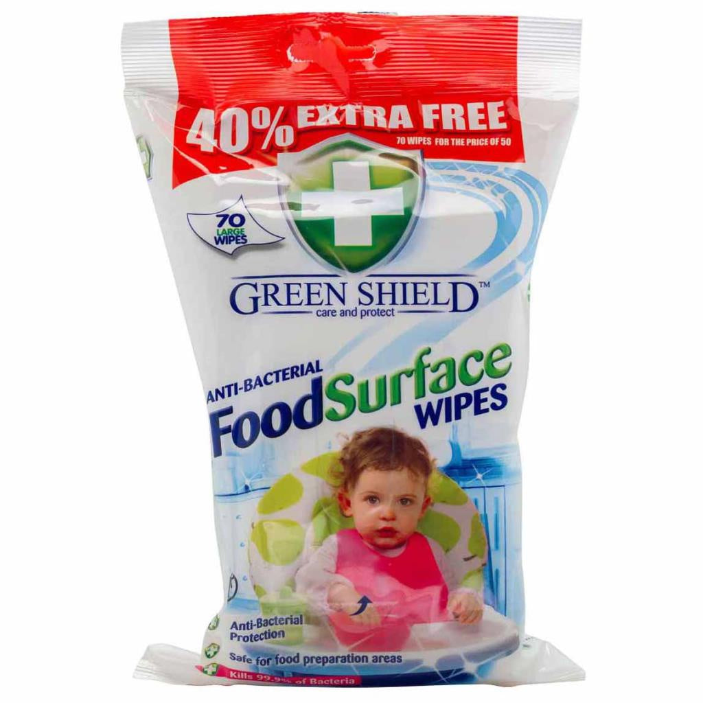 Greenshield Anti-Bacterial Food Surface Wipes (50+20)*