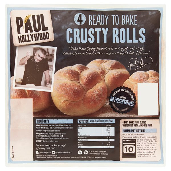 Paul Hollywood Ready to bake Crusty Rolls 4pk
