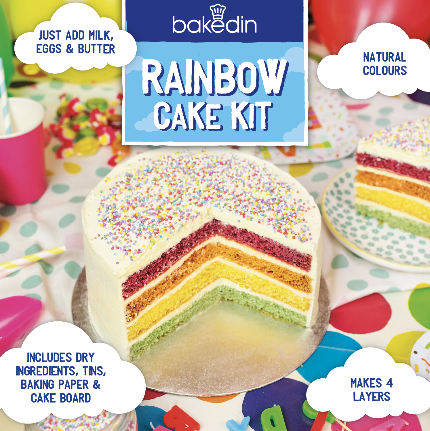 Bakedin Rainbow Cake Kit 960g
