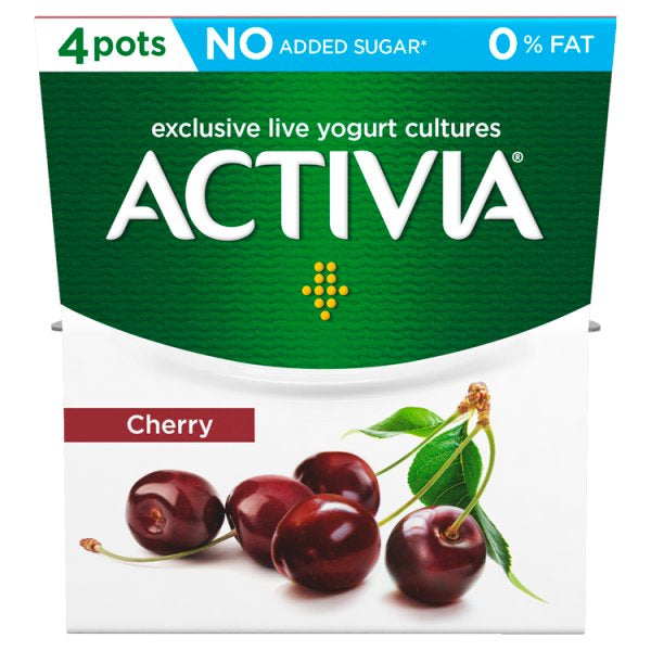 Activia 0% Cherry Yoghurts 4pk #