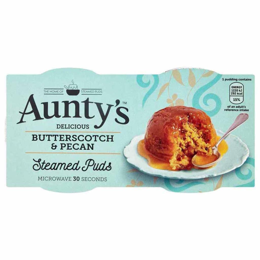 Aunty's Golden Butterscotch & Pecan Steamed Puds 2pk