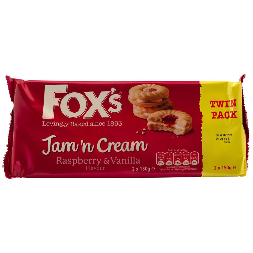 Fox's Jam 'n Cream Raspberry & Vanilla Biscuits (2x150g)