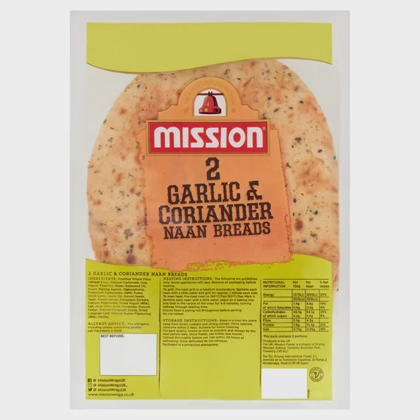 Mission 2 Garlic & Coriander Naan Breads