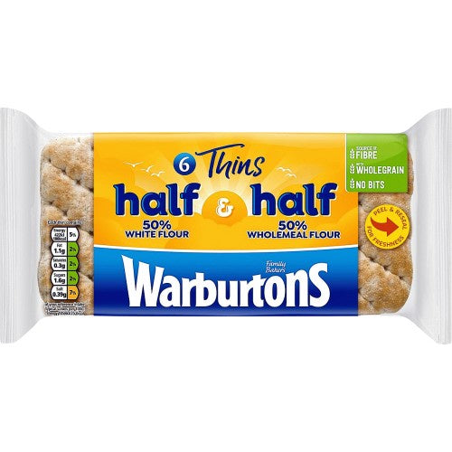 Warburtons 6 Half & Half SW thins
