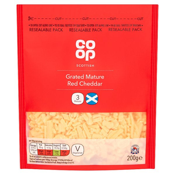 Co-op Scottish Mature Grated Red Cheddar 200g