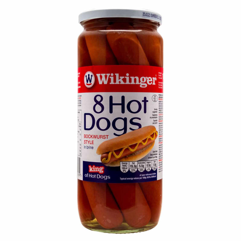 Wikinger 8 Giant Bockwurst Premium Hot Dogs Jar 1030g