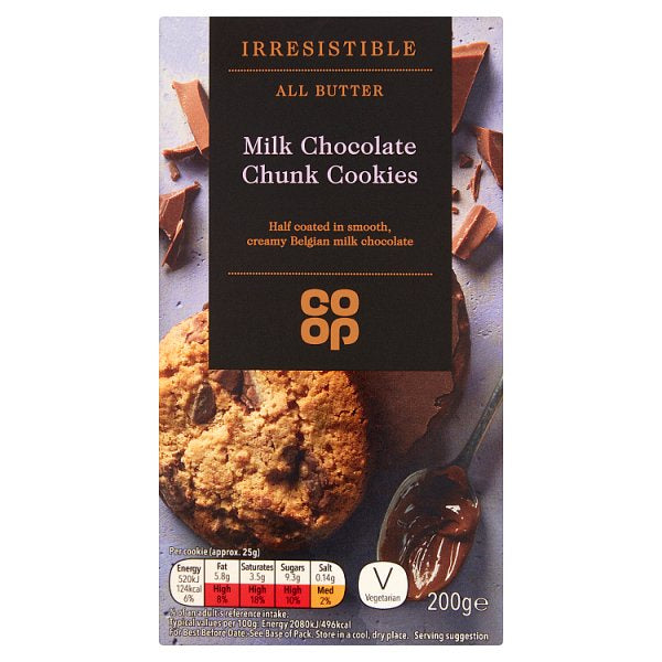 Co-op Irresistible Milk Chocolate Chunk Cookies 200g*