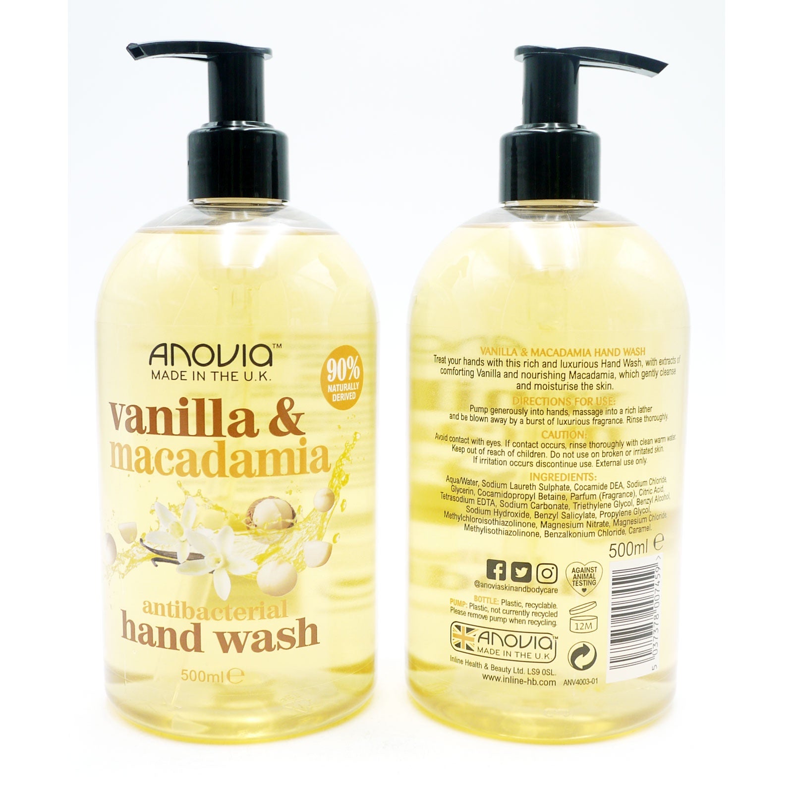 Anovia Anti-Bac Hand Wash Vanilla & Macadamia 500ml*
