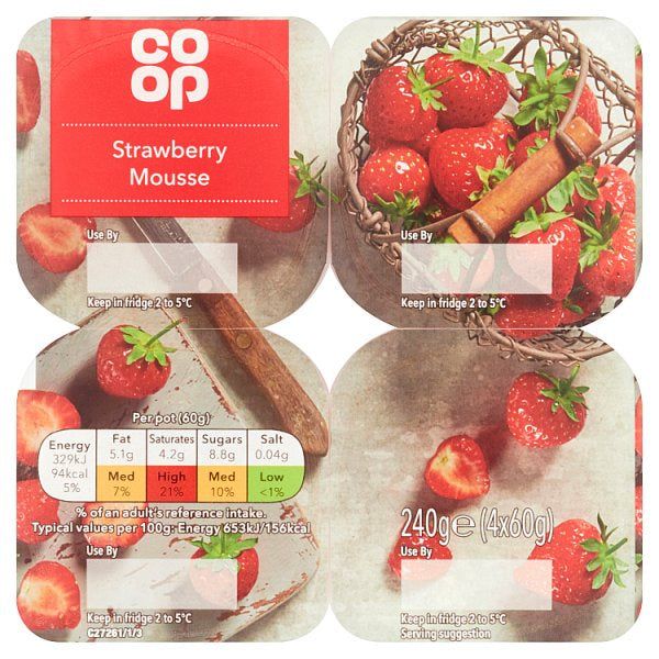Co-op Strawberry Mousse 4x60g