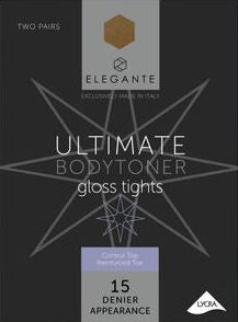E0609 - Elegante Ultimate Bodytoner Tights with Gloss Leg 2PP - Black M*