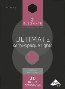 E0403 - Elegante Ultimate 30 Denier Tights 2PP - Black L*