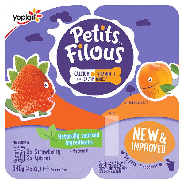 Petit Filous Big Pots Strawberry & Apricot 4pk