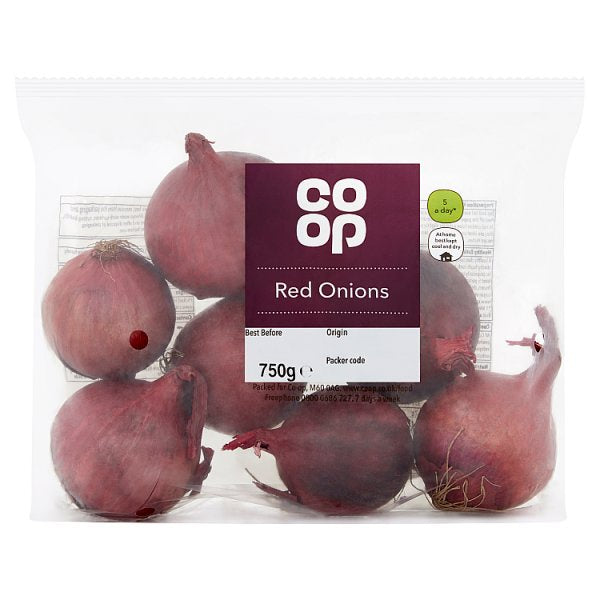 Co Op Red Onions 750g
