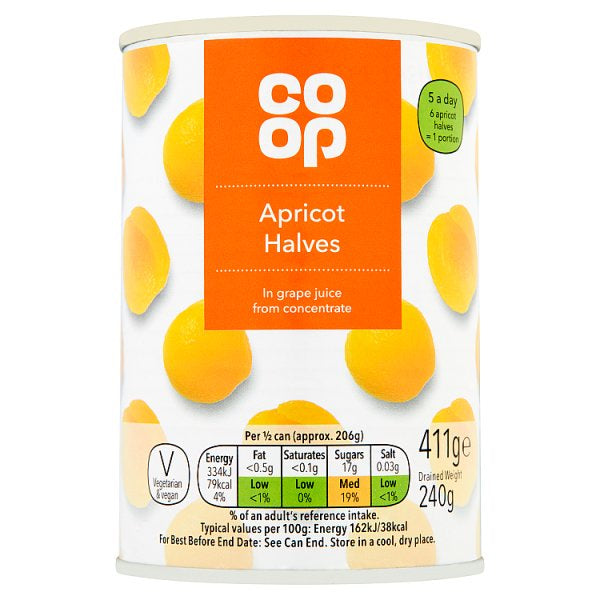 Co-op Apricot Halves in Grape Juice 411g