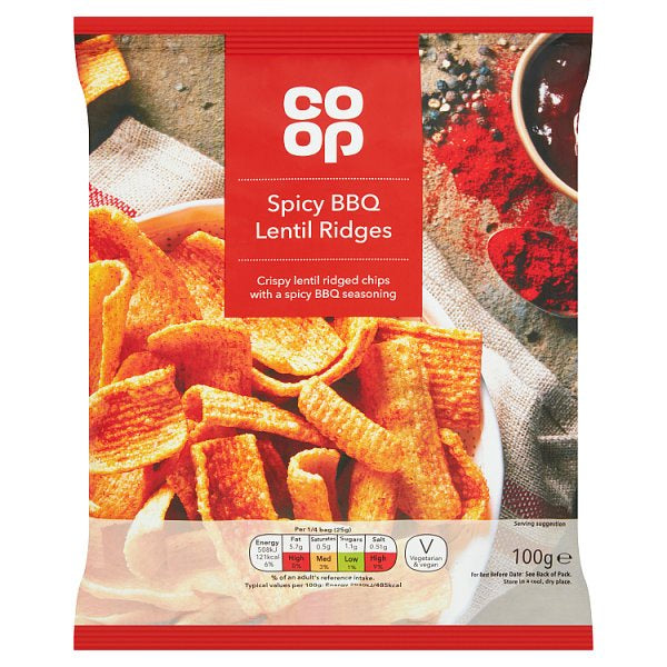 Co-op Spicy BBQ Lentil Chips 100g