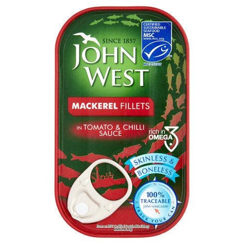 John West Mackerel Fillets in Spicy Tomato & Chilli Sauce 125g