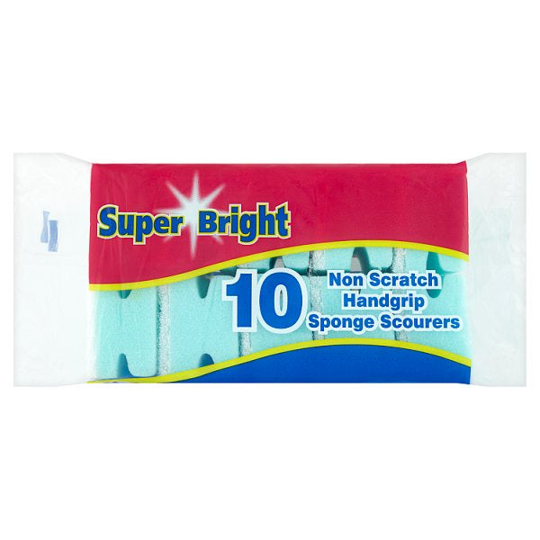 Super Bright Non-Scratch Handgrip Sponge Scourer 10pk*