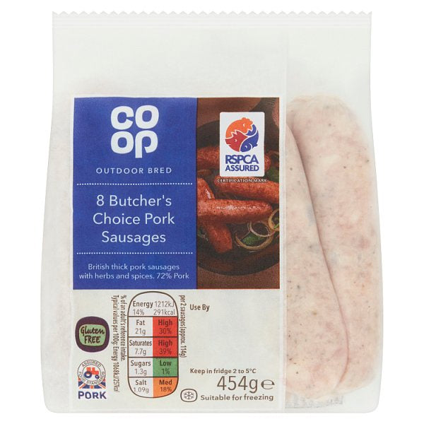 Co-op Butchers Choice Pork Sausage GF 454g