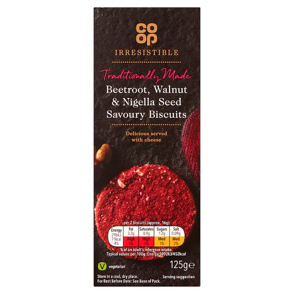 Co-op Irresistible Beetroot, Walnut and Nigella Seed Biscuits 125g